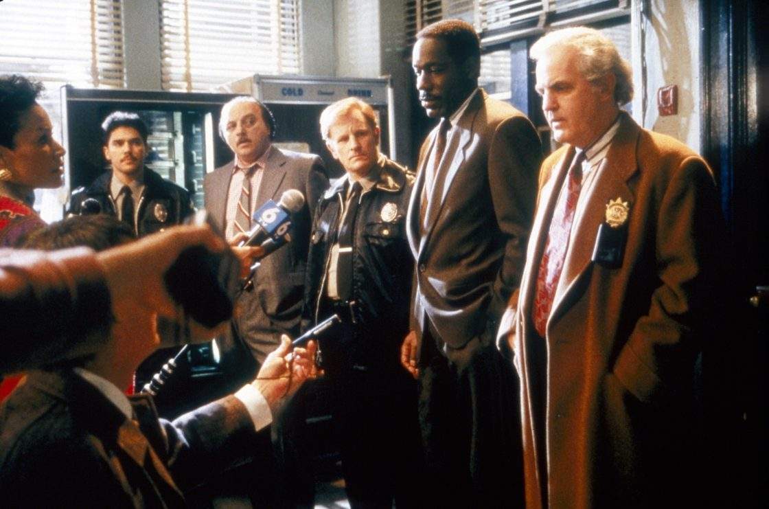 NYPD BLUE, back, from left: Nicholas Turturro, Dennis Franz, Gordon Clapp, James McDaniel, James Handy,