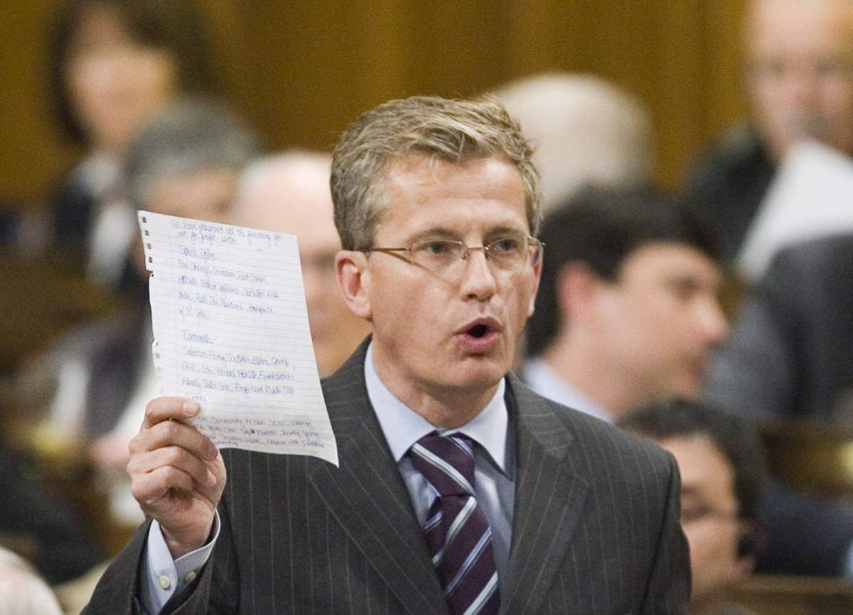 FILE: Monte Solberg, then-minister of human resources, stands in the House of Commons during Question Period, Wednesday May 16 2007.  