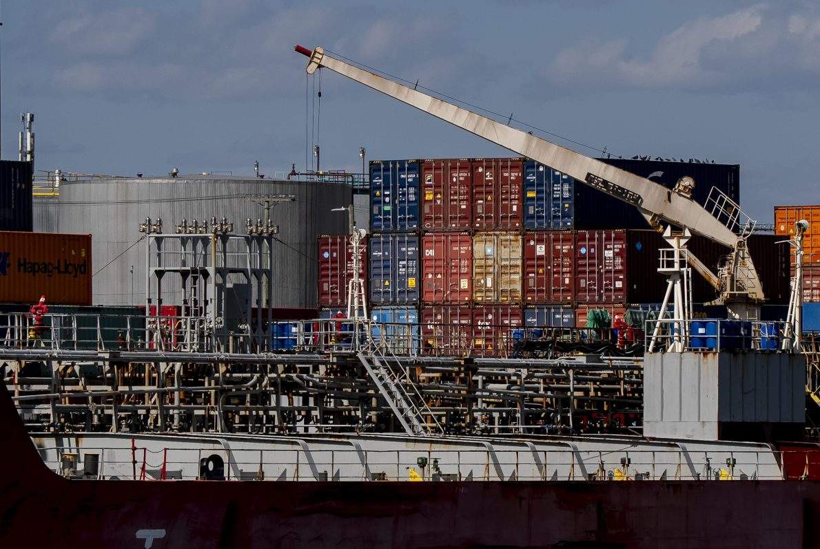 FILE - Shipping containers in the Port of Montreal are photographed in Montreal on Thursday, September 11, 2025. 