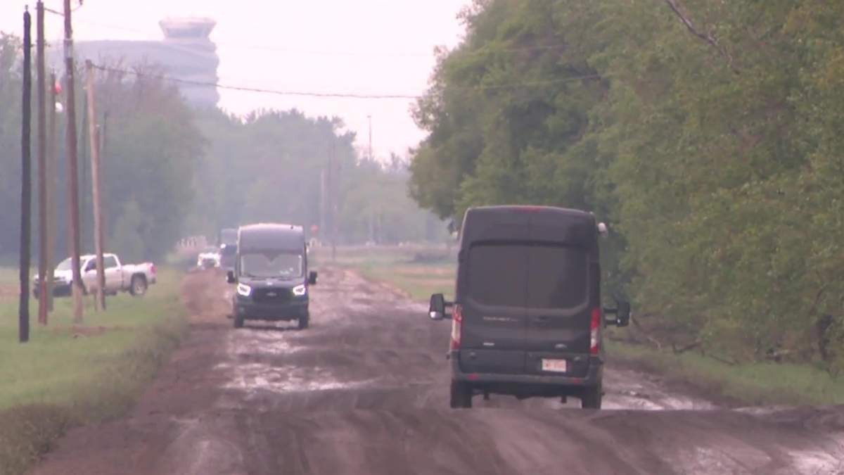 Amazon delivery trucks along a stretch of 153 Street, also known as Range Road 253, between 73 Avenue SW and Highway 19 in rural south Edmonton, onWednesday, June 3, 2026.