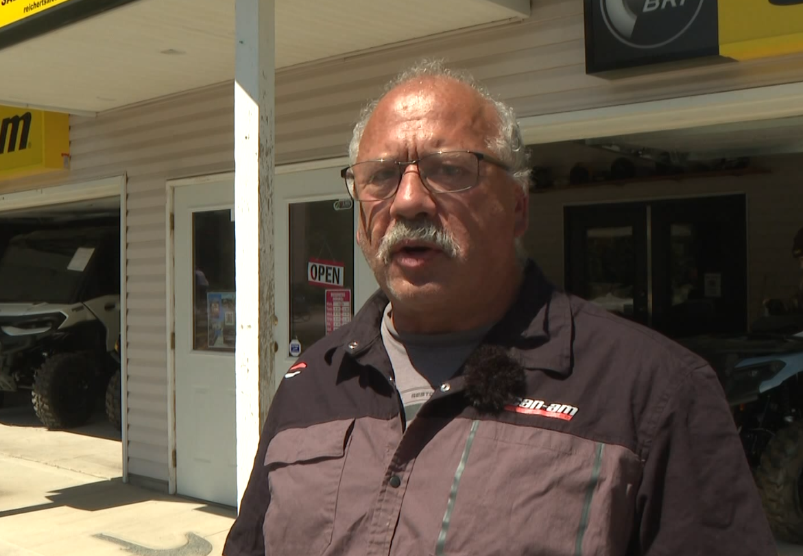 Tom Reichert, Reichert Sales and Service Ltd., explaing how the decision not to repair the trail fully will impact his buisness.