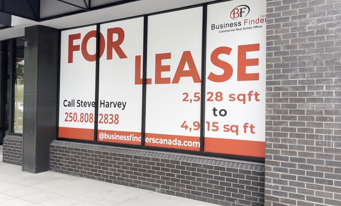 Today there are lots of ‘For Lease’ Signs down town Kelowna