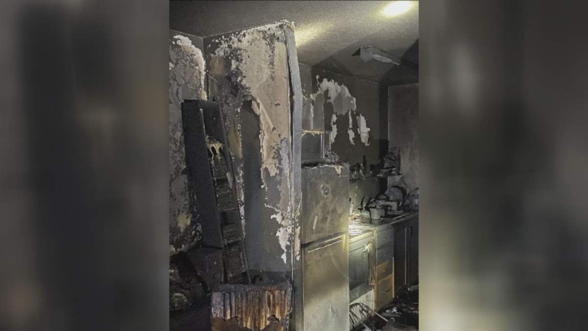 Damage inside an apartment unit is pictured following a fire at 1420 Victoria Park Rd. on June 28. 
