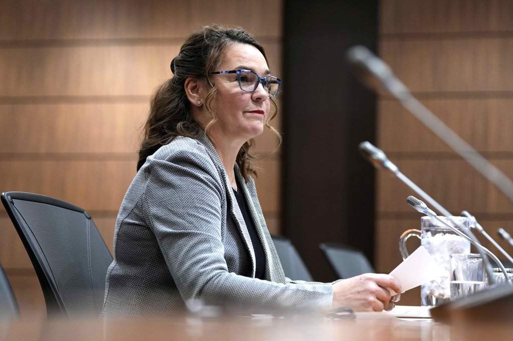 Caroline Maynard, information commissioner of Canada, prepares to appear before the Standing Committee on Access to Information, Privacy and Ethics on Parliament Hill in Ottawa on Monday, Feb. 9, 2026. THE CANADIAN PRESS/Justin Tang.