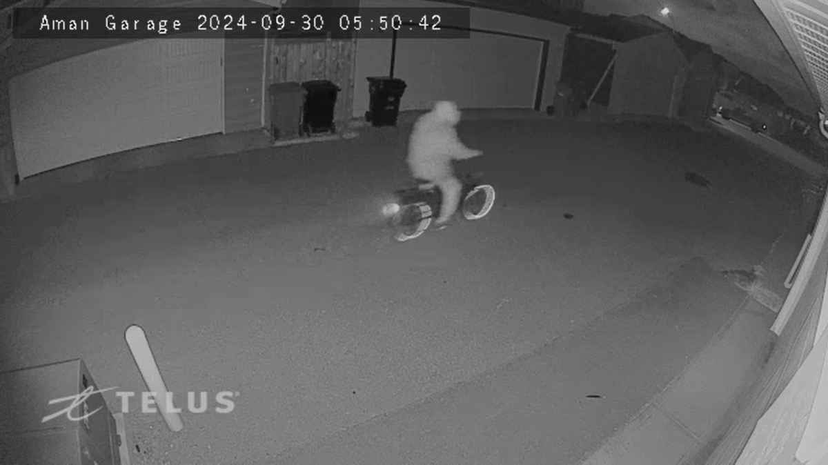 Footage from a neighbour’s security camera shows the moment a thief made off with Julian Peralta’s e-bike valued at roughly $2,500.