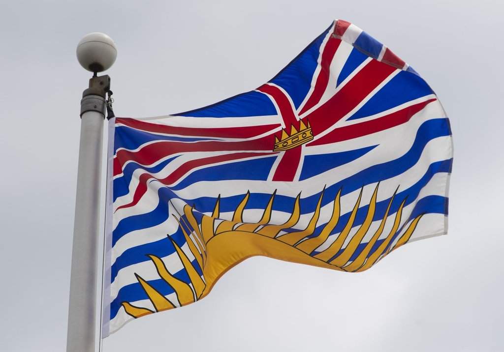 British Columbia's provincial flag flies in Ottawa, July 3, 2020. 