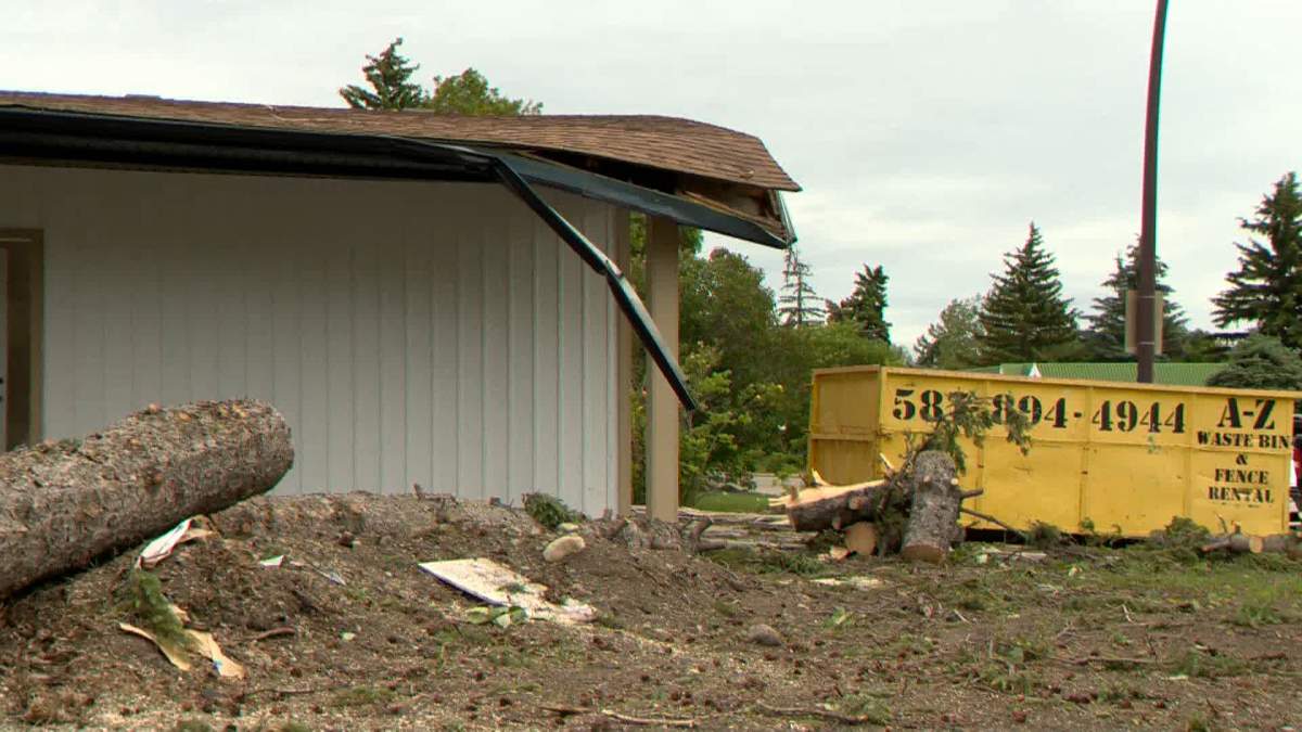 This house in Gleichen was badly damaged when a large tree was toppled onto it by the wind.