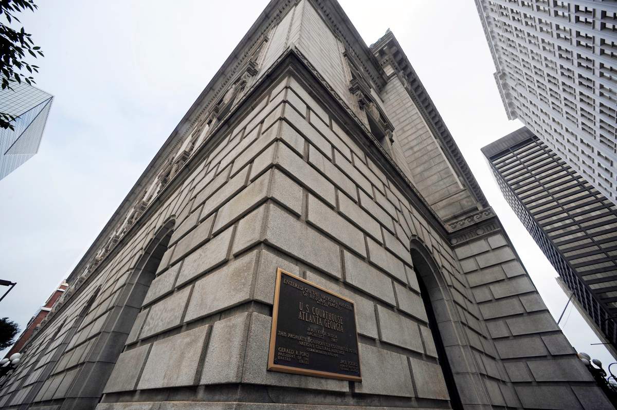 FILE - The exterior of the U.S. Courthouse for the 11th U.S. Circuit Court of Appeals stands in Atlanta, July 21, 2019. 