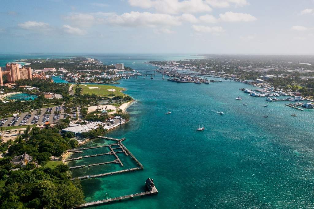 A file photo of an aerial shot showing the inlet between Paradise Island and New Providence, Bahamas.