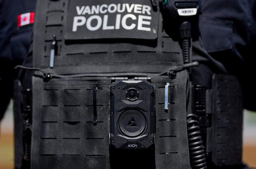 A Vancouver Police officer wears an Axon body camera, in Vancouver, on Wednesday, June 10, 2026. THE CANADIAN PRESS/Darryl Dyck.