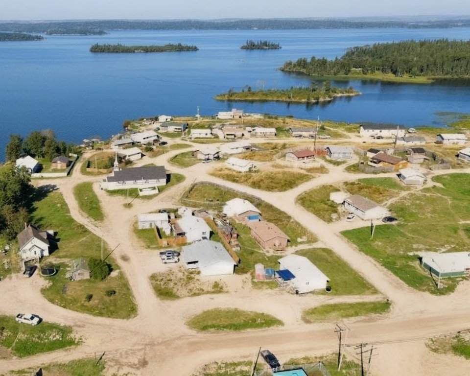 The community of Pelican Narrows, Sask., is seen from an aerial drone in an Aug. 19 2022, file photo. THE CANADIAN PRESS/Dre Erwin.