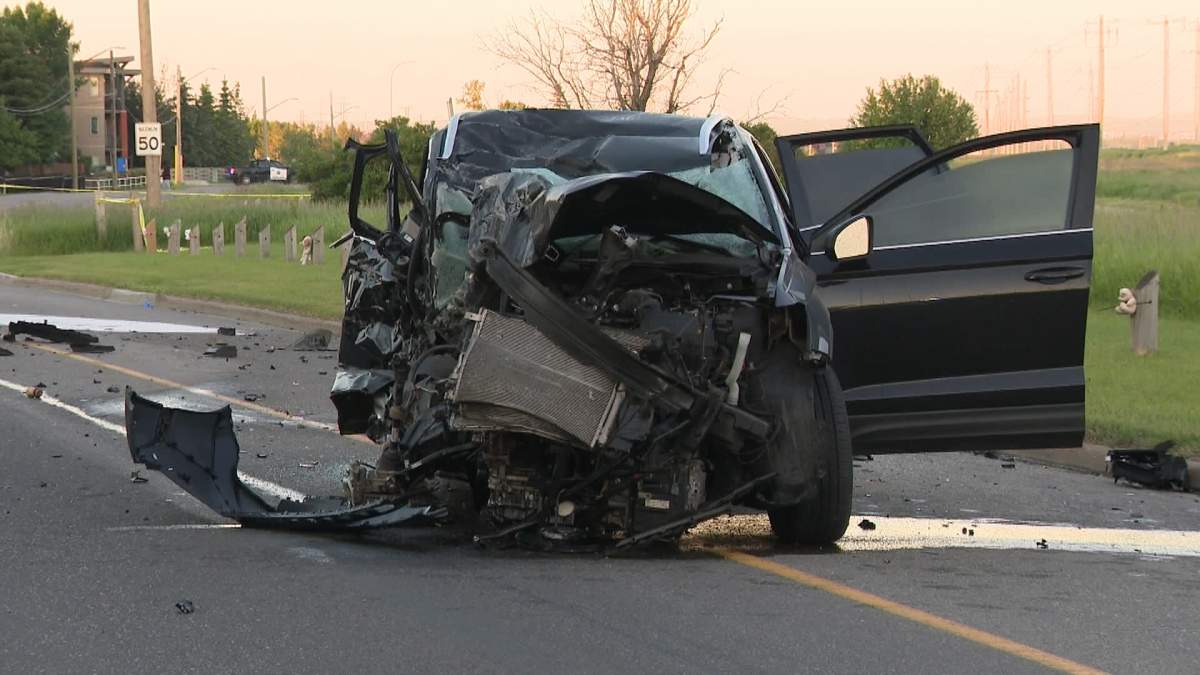 The early morning crash in the southeast Calgary community of Dover left smashed vehicles and debris scattered over a large area.