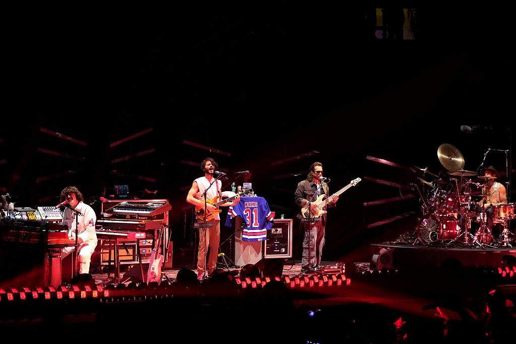 : (L-R) Peter Anspach, Rick Mitarotonda, Trevor Weekz, and Cotter Ellis of Goose perform onstage at Madison Square Garden on June 28, 2025 in New York City.