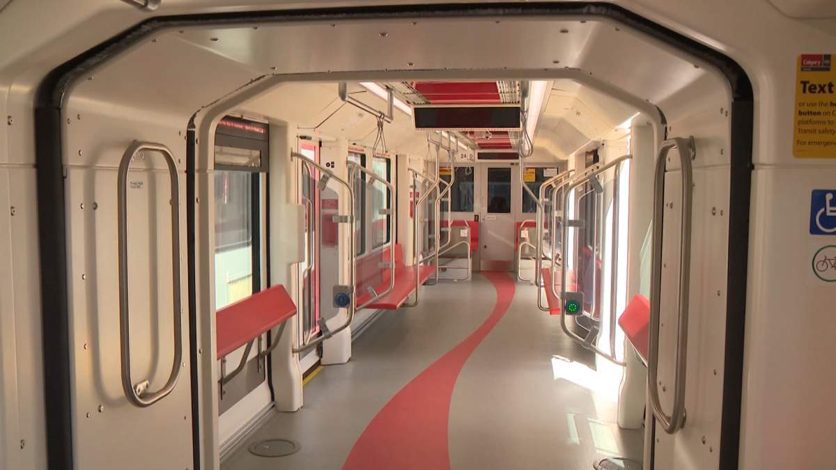 A look at the interior of one of the three new C10 light rail transit vehicles that will enter service with Calgary Transit this week.