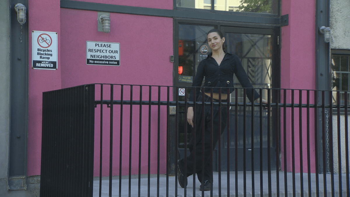 Milani Telfar outside Buddies in Bad Times Theatre, where she holds open-to-all vogue nights.