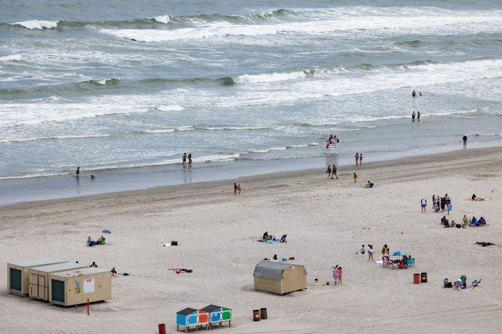 A file photo of people on the beach during the Memorial Day weekend on May 28, 2023 in Wildwood, New Jersey.