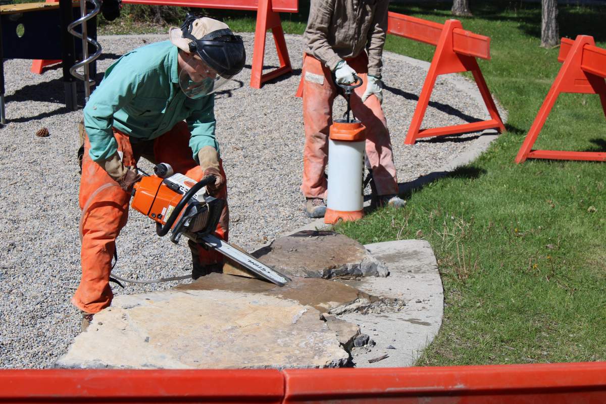 The boulders were placed in the playground during construction 20 years ago, so the Royal Tyrrell Museum is now trying to determine where they originally came from.
