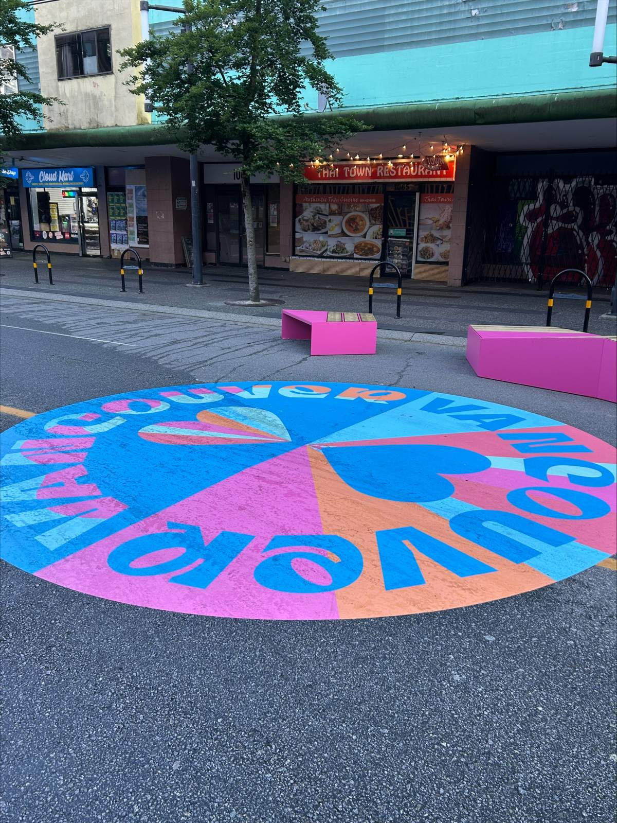 Imagery at the Granville Street Pedestrian Fan Zone in Vancouver.
