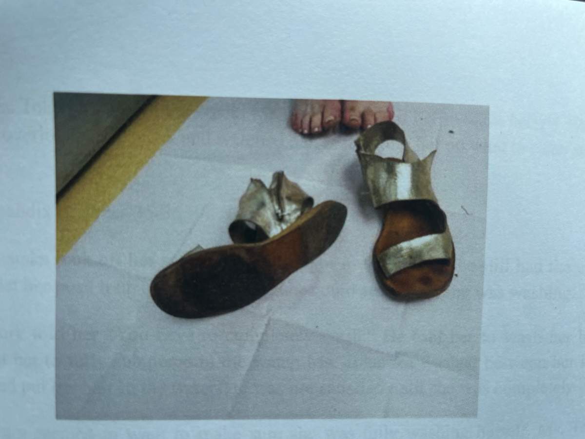 A pair of sandals belonging to a woman who was sexually assaulted in High Park is pictured in this exhibit of evidence in the case.