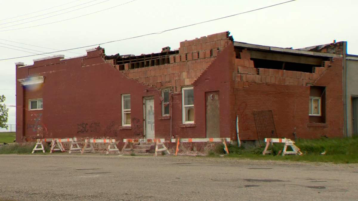 One of the building in Wheatland County, east of Calgary, that was damaged by Tuesday's storm.