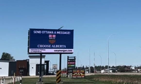 A billboard along Highway 3 in Taber promoting Alberta separation.