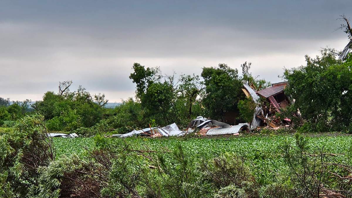 Damage is seen after a severe storm moved through Saskatchewan that produced a tornado.