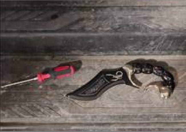 A photo, supplied by Calgary police, showing some of the weapons and other dangerous items seized by officers during increased patrols at CTrain stations in the city's south.