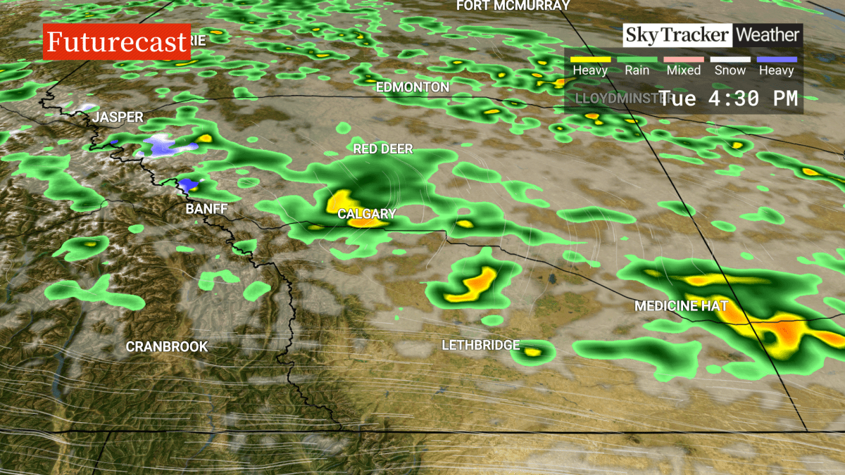Global Calgary weather specialist Drew Stremick says the most intense weather is expected to hit the Calgary area around 4 p.m. on Tuesday.