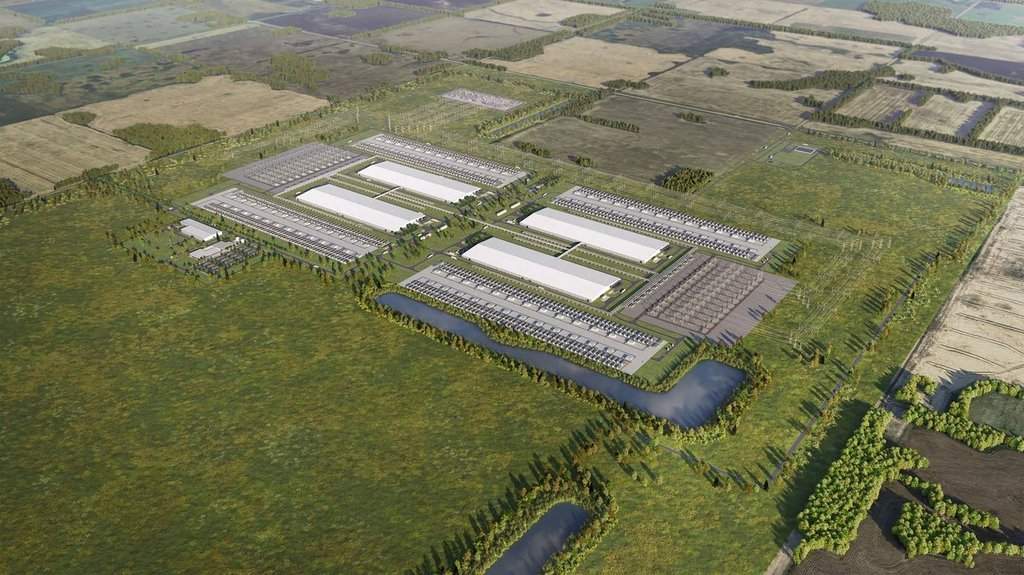 The Meta facility in Sturgeon County, shown in this rendered image, will be a one-gigawatt, nearly 270,000-square-metre data centre powered by a natural gas-fired plant.
