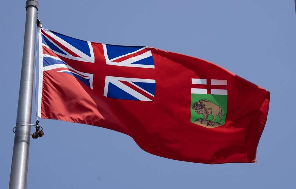 The Manitoba provincial flag flies on a flag pole in Ottawa, Friday, July 24, 2026 in Ottawa.  