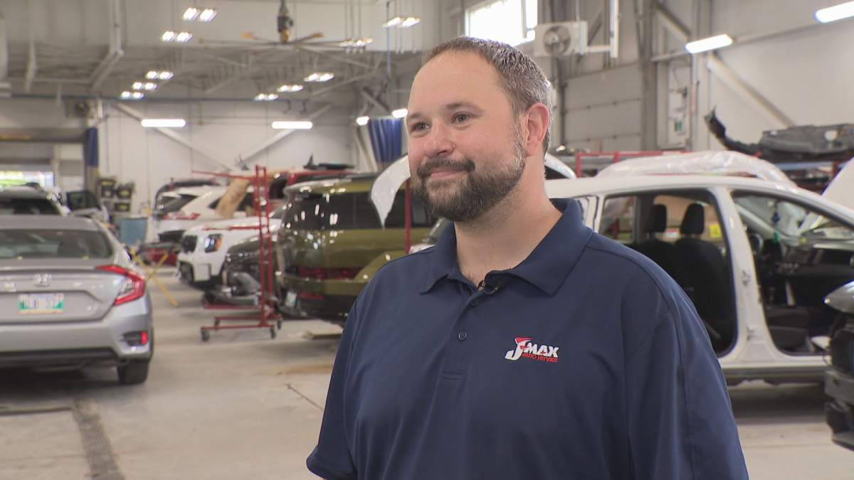 Tim Prokipchuk, an estimator at J Max Collision & Glass, says this is the most hail and storm-related damage that he’s seen.