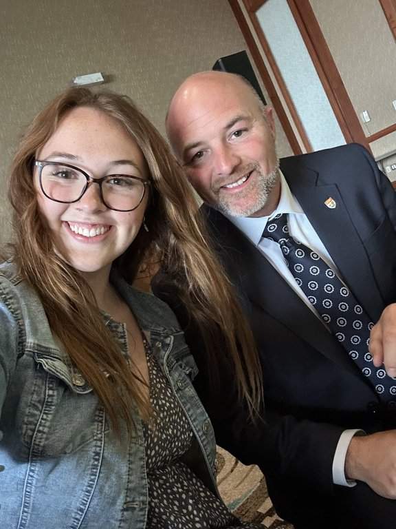 Jenna Croucher and her father Robin Croucher, education minister of PEI, are shown in this handout photo. Jenna Croucher, a paramedic in Prince Edward Island, died when the ambulance she was in collided with a transport truck on July 7, 2026. THE CANADIAN PRESS/HO-Robin Croucher.