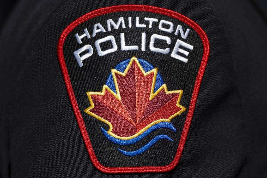 A Hamilton Police Service logo is seen in Ottawa, on Sunday, Sept. 28, 2025. 
