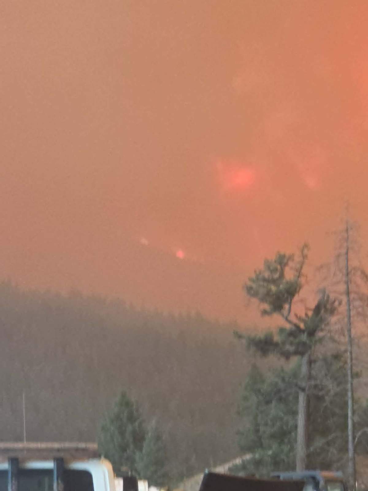 The Pear Lake wildfire seen near Steven Larabie's home.