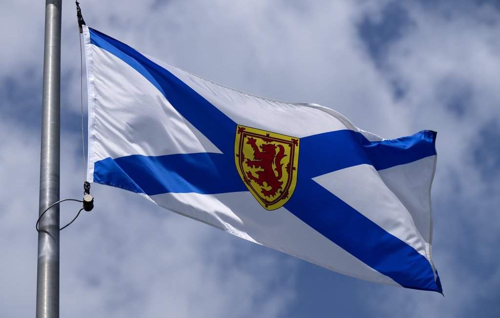 The Nova Scotia provincial flag flies on a flagpole in Ottawa, Thursday, July 23, 2026 in Ottawa. THE CANADIAN PRESS/Adrian Wyld.