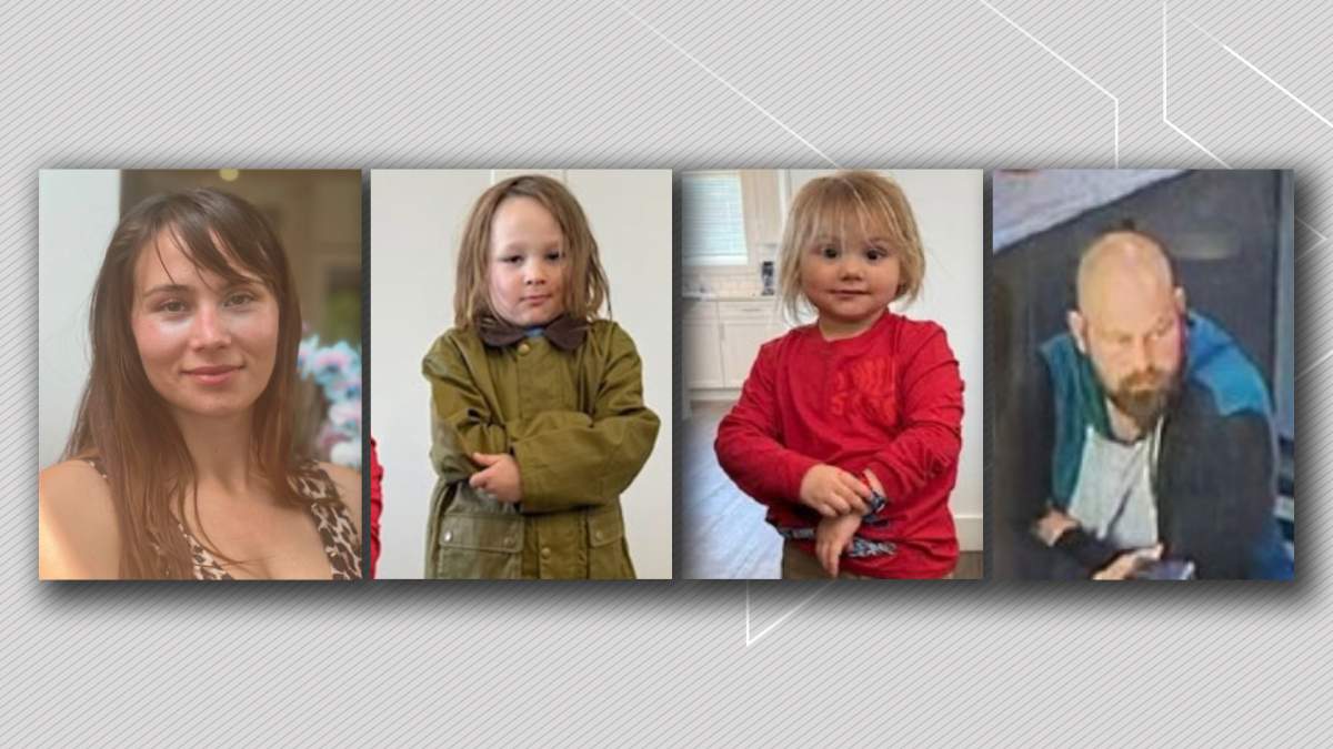 Left to right: Krista Morrison, her sons Lanakai Morrison, six, and Karl Morrison, four, and her partner Daniel Ludwig.