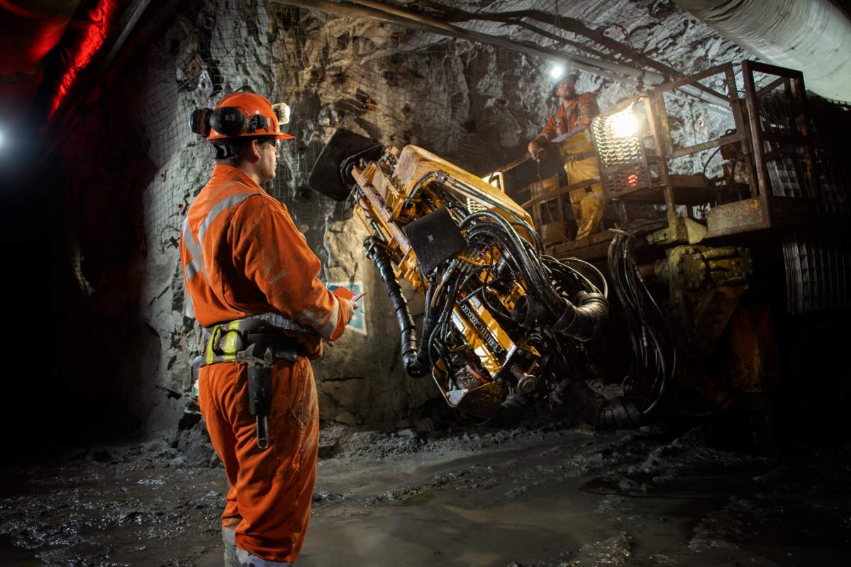 Underground mining at the Ekati Diamond mine is shown undated in this handout photo.
