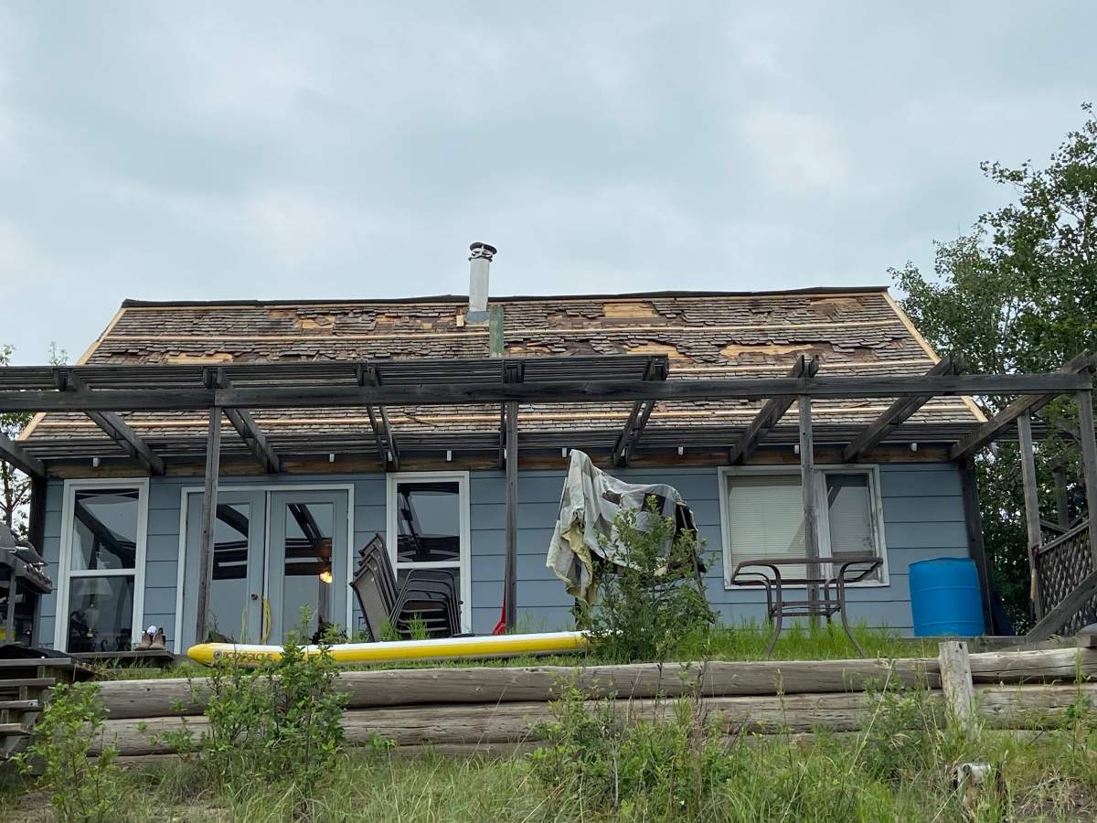 A photo showing one of the cabins at Dillberry Lake that was badly damaged by Wednesday night's tornado.