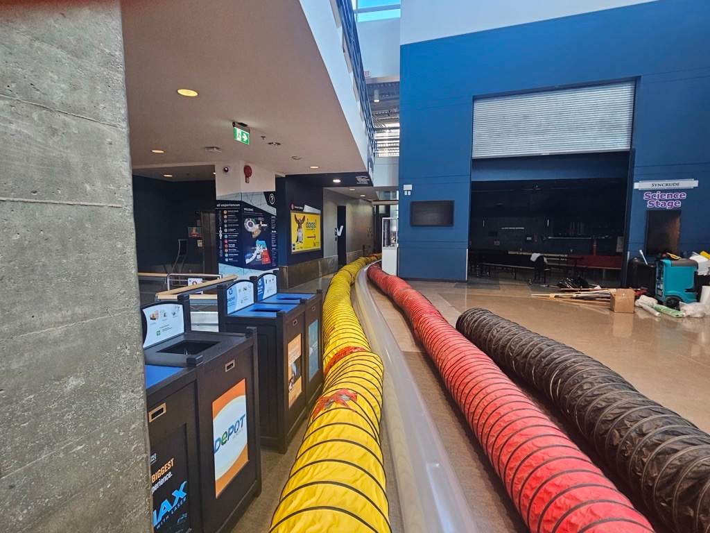 Tubes pumping out water and air at the TELUS World of Science.
