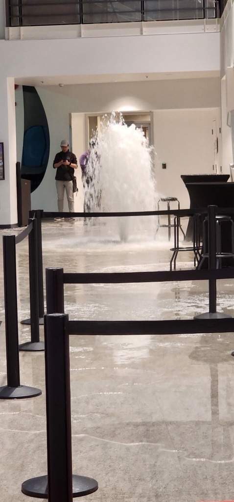 Water rushing out of the sewers at the TELUS World of Science.
