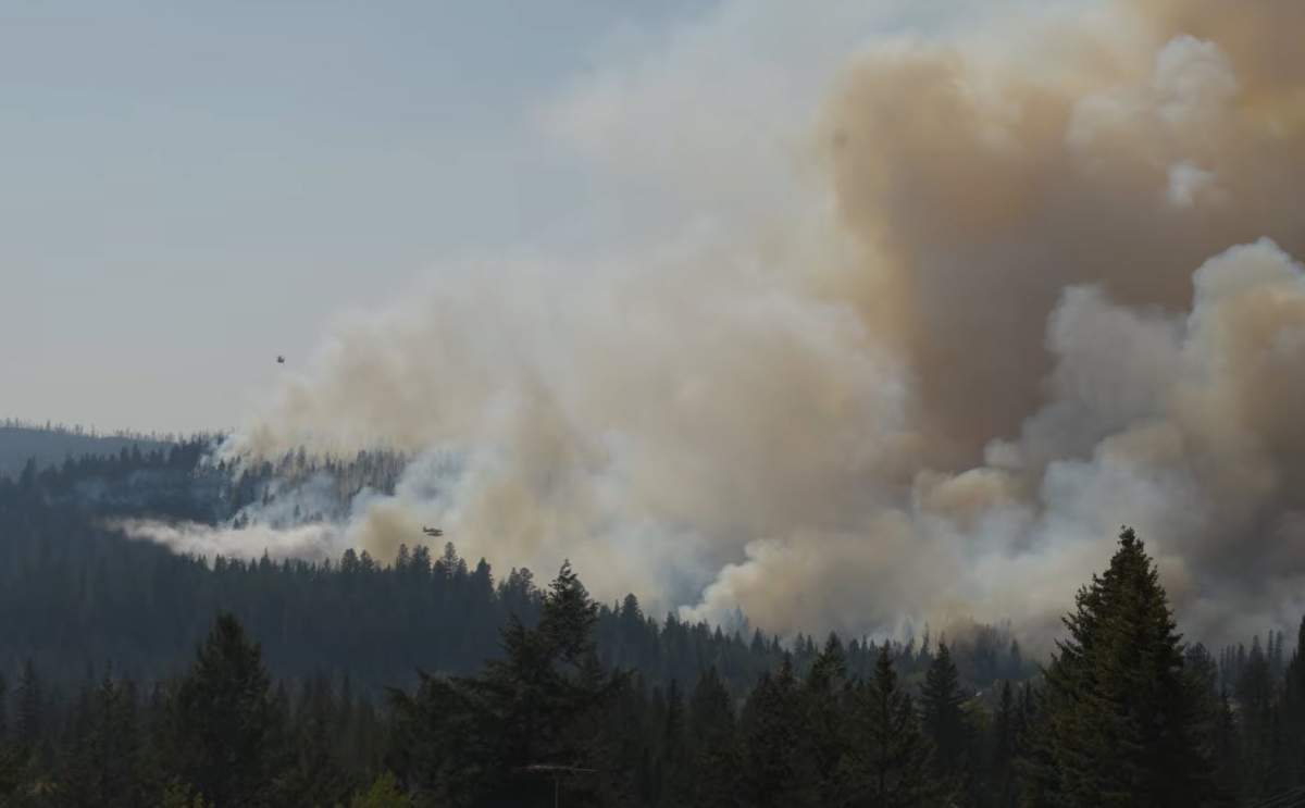 BC Wildfire Service crews attacking the wildfire near Logan Lake from the air.