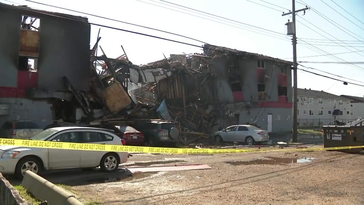 The aftermath of a fire at a mixed-use residential and commercial building at 13126 82 St. in northeast Edmonton on Tuesday, July 14, 2026.