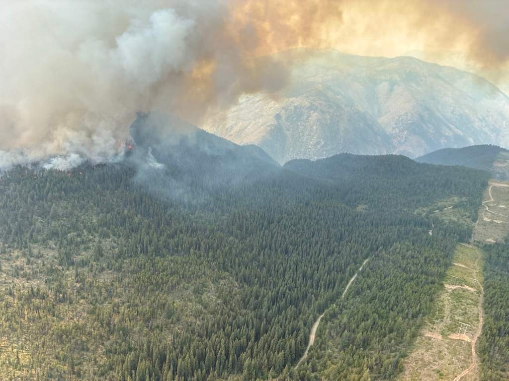 The Pear Creek wildfire burning near Clinton.