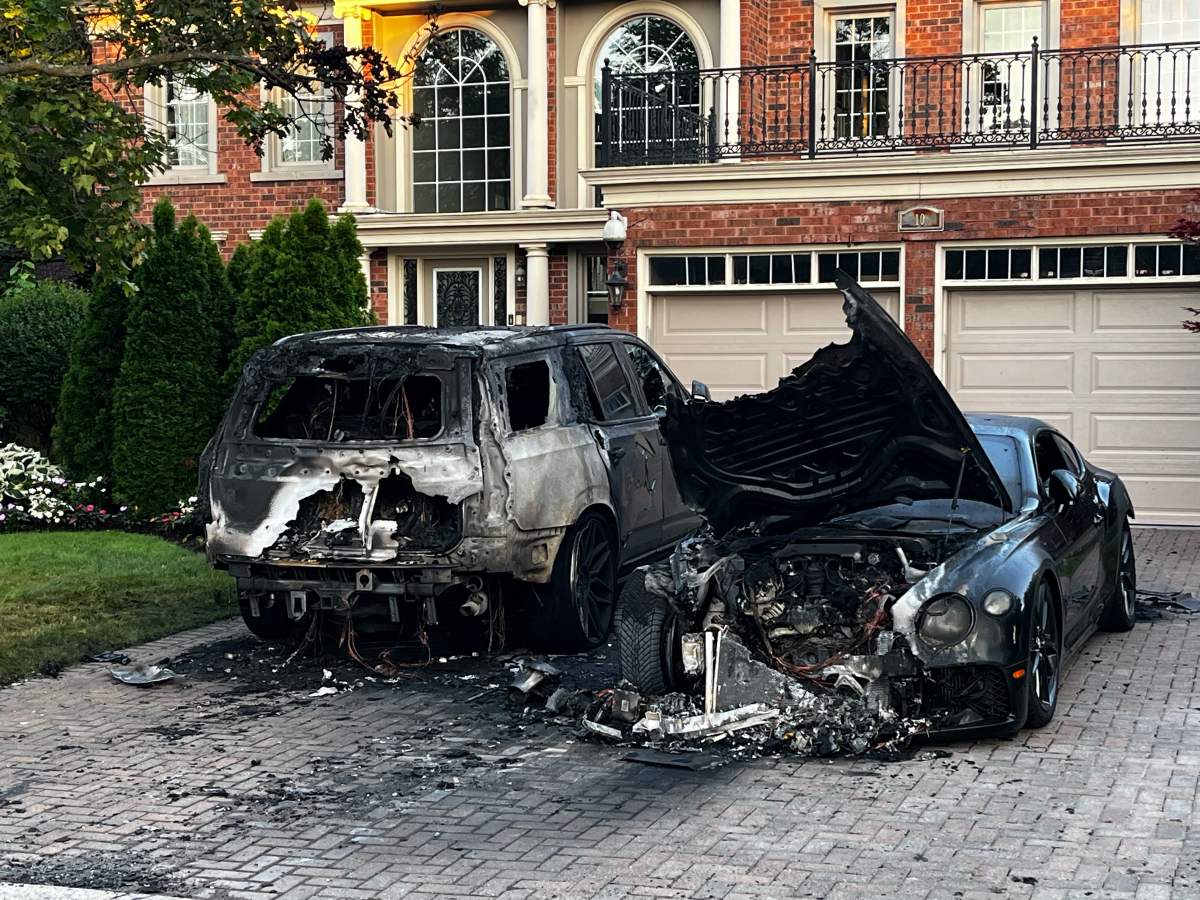 Two vehicles that were severely damaged by fire in Richmond Hill is being investigated as arson.