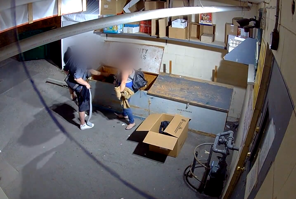 People stealing from theSummerland Health Auxiliary Thrift Shop in summerland before the new security structure