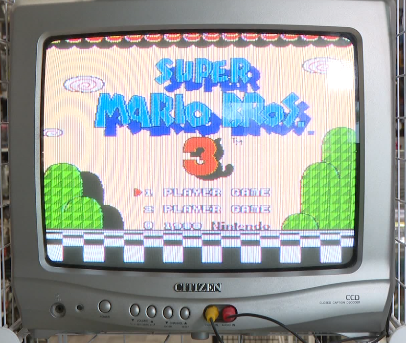Super Mario Bro’s on a CRT television In Retro Realm Kelowna