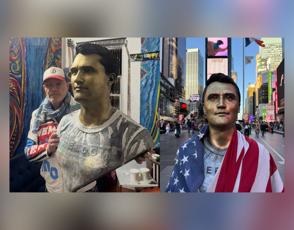 New York based sculptor Sergio Furnari's Charlie Kirk statue.