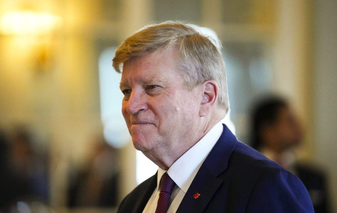 FILE - Consul General of Canada in New York, Tom Clark, arrives to listen to Prime Minister Mark Carney deliver a speech and take part in an armchair discussion at the The Economic Club of New York in New York on Thursday, May 28, 2026.