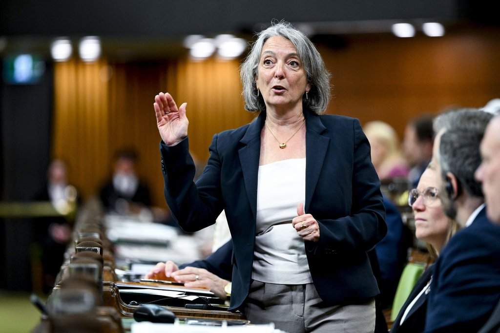 Minister of Environment and Climate Change Julie Dabrusin rises during Question Period in the House of Commons on Parliament Hill in Ottawa, on Monday, June 1, 2026. 