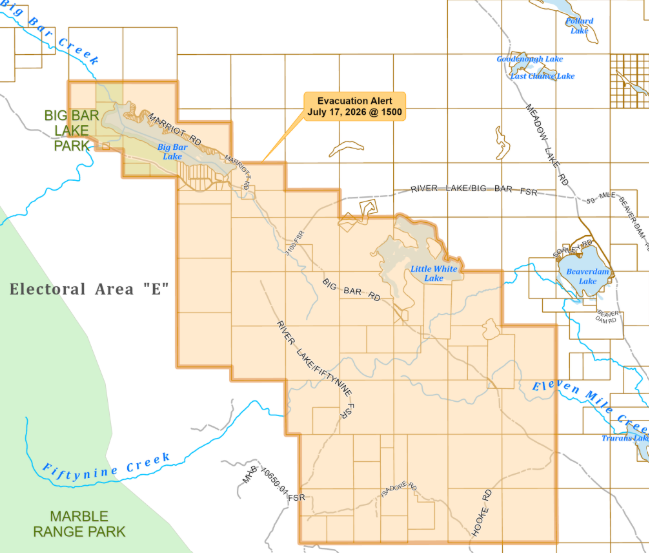 The area that was under an evacuation alert is now under an evacuation order.